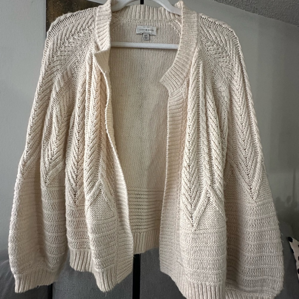 Ivory Open-Front Knit Cardigan